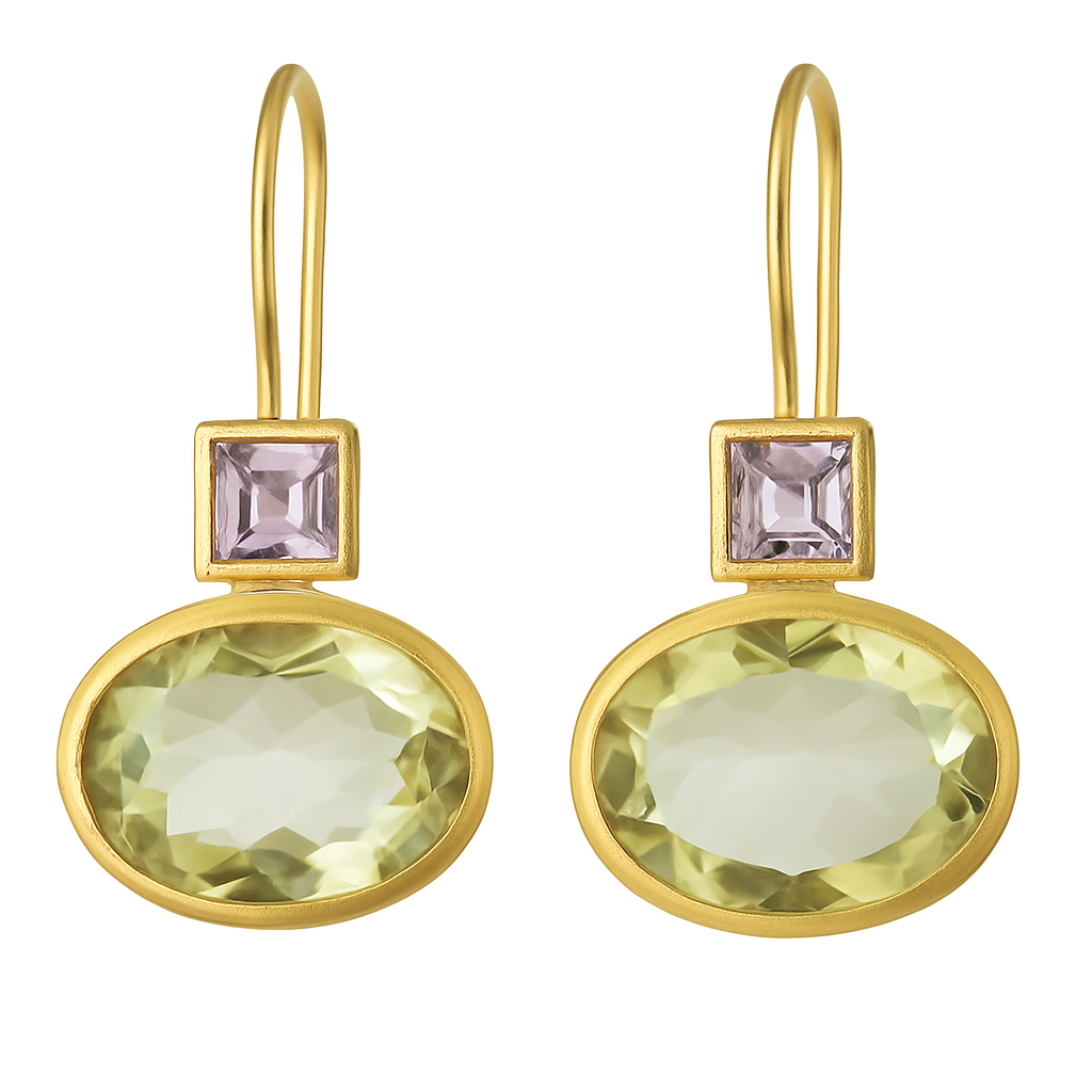 Vintage™ | Brincos de cristal verde e dourado para mulher