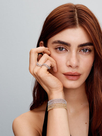 Cubo™ | Pulseira cubana de moissanita dourada 