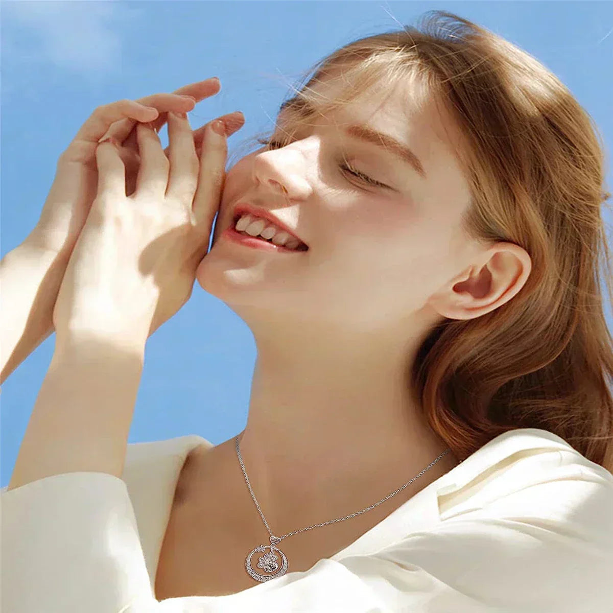 Seaton™ | Colar de pata de prata com zircónias