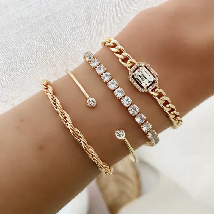 Domícia™ | Conjunto Pulseira Calvin Dourado 